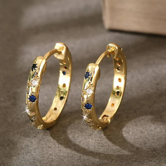 Starlit Midnight Hoop Earrings