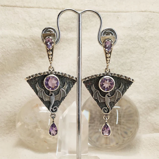 Enchanted Amethyst Batwing Earrings