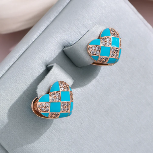 Turquoise Mosaic Heart Earrings