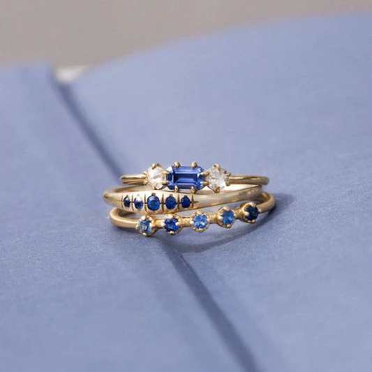 Celestial Harmony Sapphire Ring Set