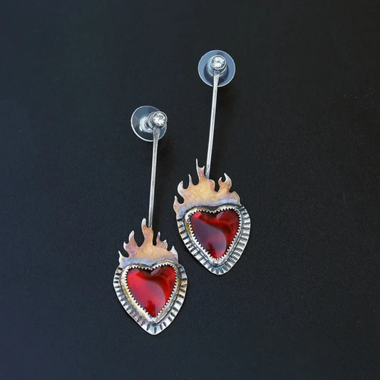 Blazing Heart Flame Earrings