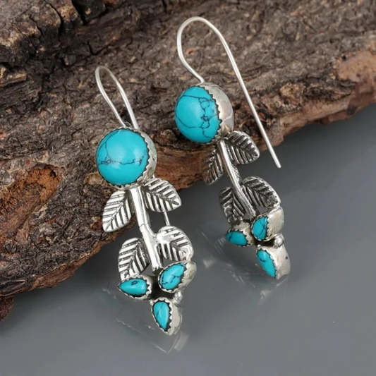 Mystic Leaf Turquoise Earrings