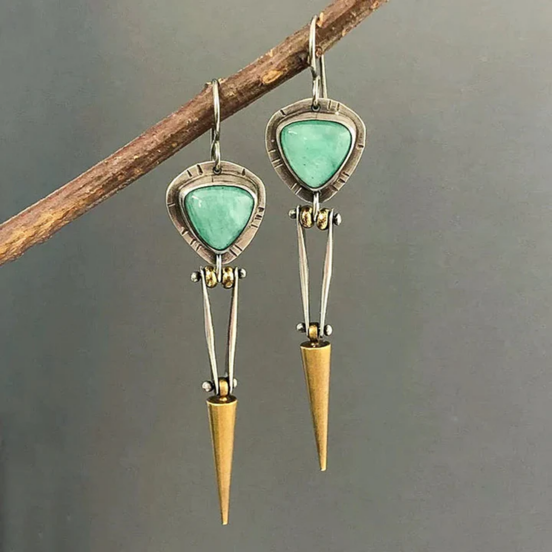 Emerald Spear Dangle Earrings