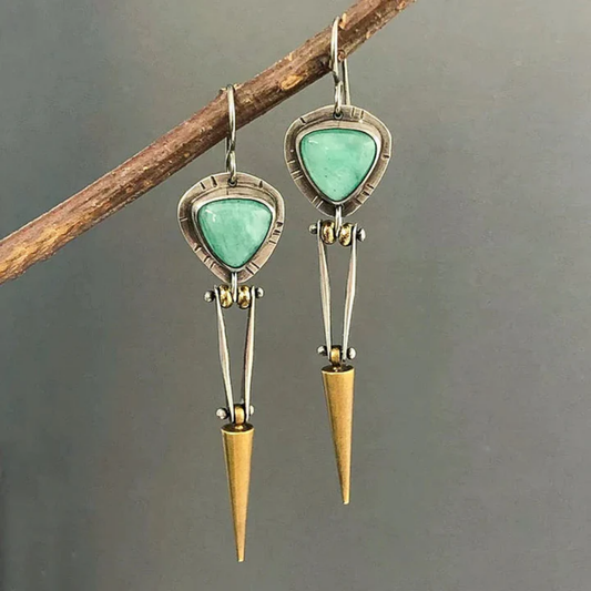 Emerald Spear Dangle Earrings