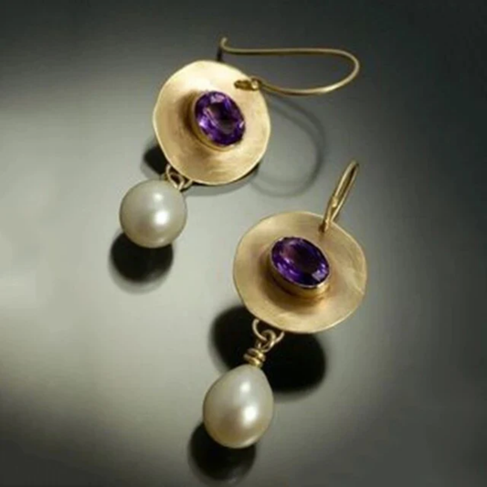 Amethyst Dawn Pearl Earrings