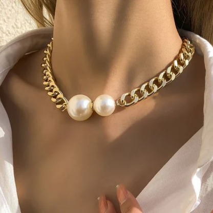 Golden Pearl Embrace Necklace