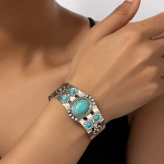 Turquoise Bloom Cuff Bracelet