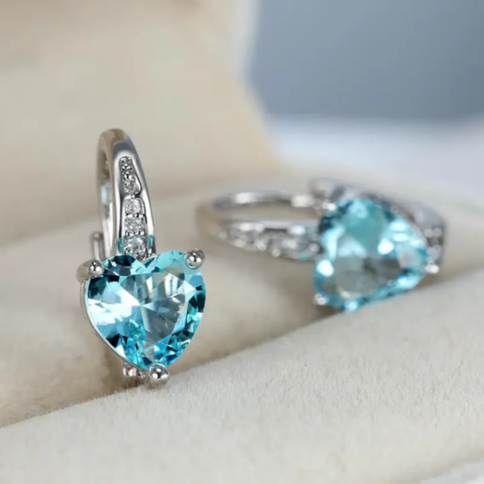 Aqua Heart Radiance Earrings