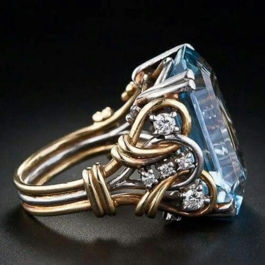 Royal Knotwork Blue Crystal Ring