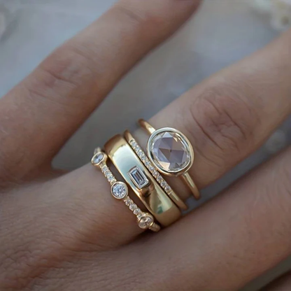 Sunlit Harmony Stacking Ring Set