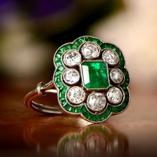 Emerald Blossom Vintage Ring