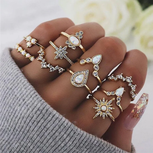 Celestial Opal Constellation Ring Set