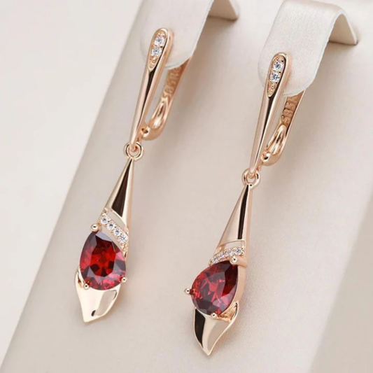 Crimson Tear Drop Earrings